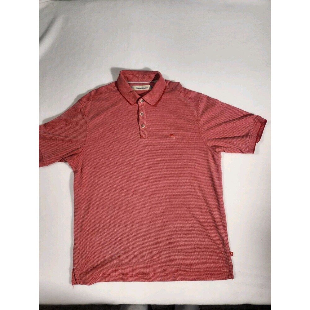 Tommy Bahama Polo Collared Shirt Mens Size Large  Salmon Short Sleeve